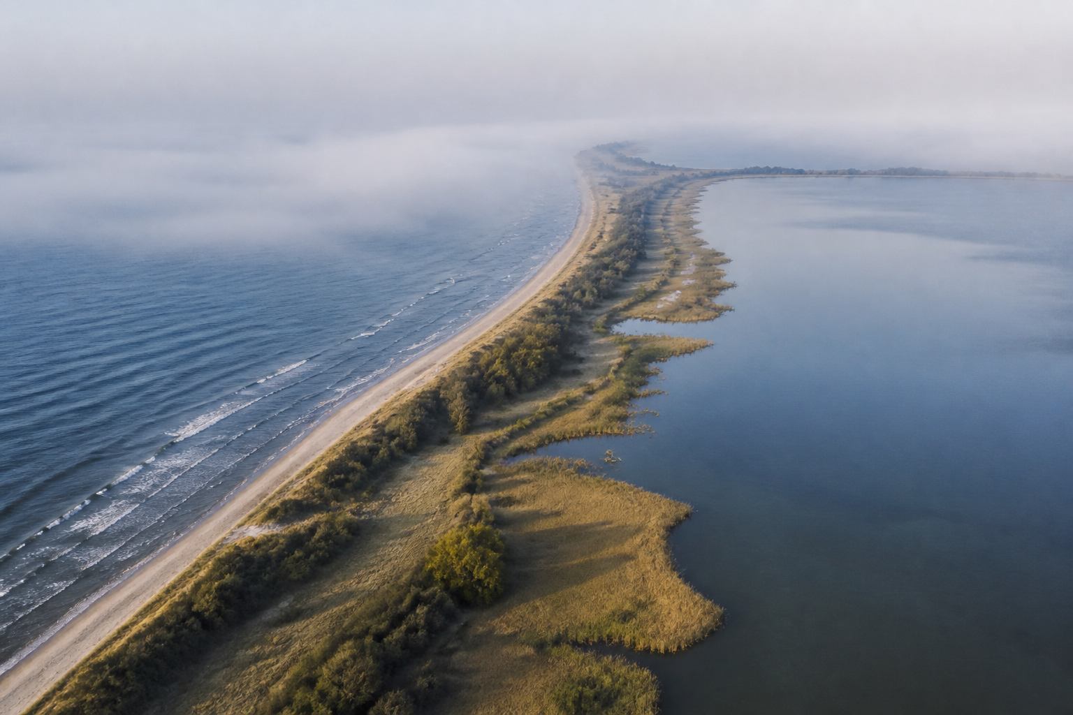Узкая полоса земли между Балтийским морем и лагуной Bodden